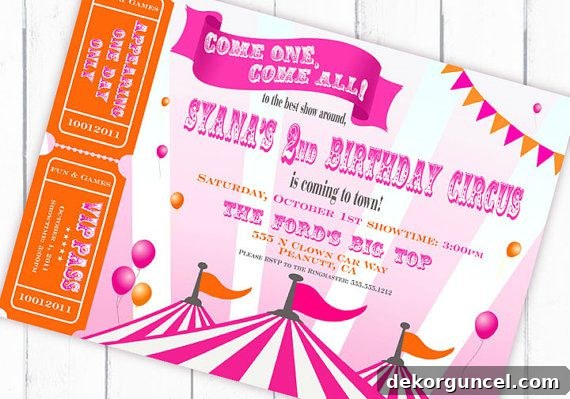 Carnival or circus party invitations
