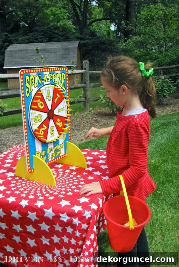 Carnival birthday party game - spin a prize