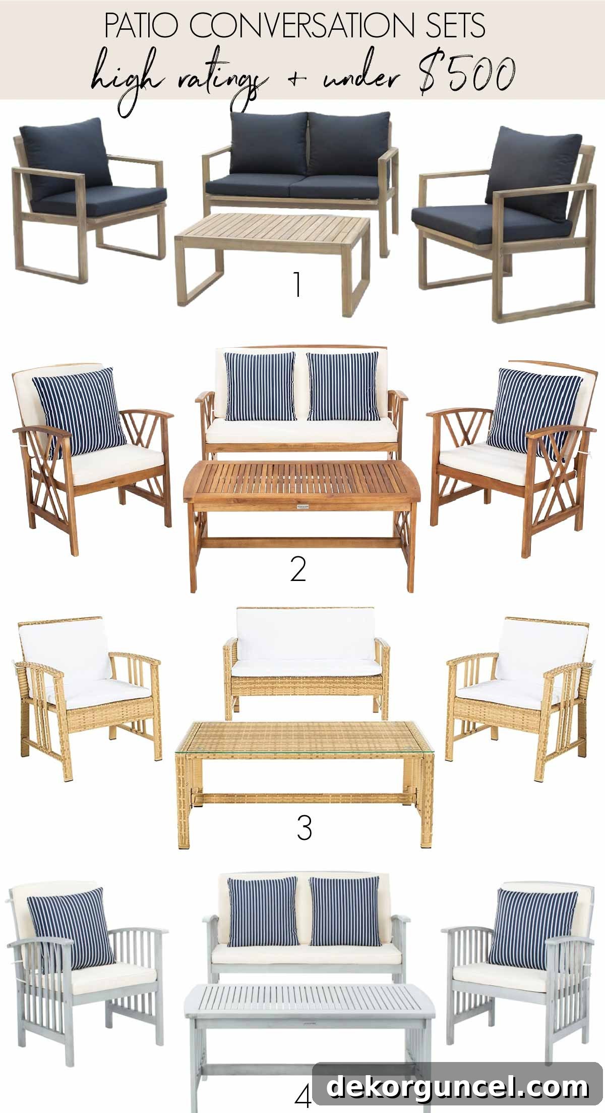 7 Frugal Back Porch Design Secrets 10 Four patio conversation sets under $500, offering stylish and affordable outdoor seating solutions