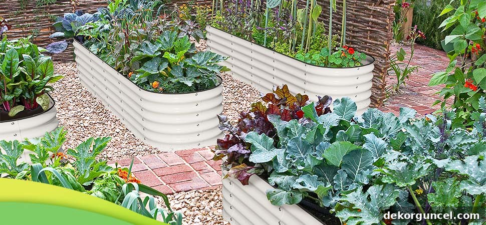 6 Budget-Friendly Raised Garden Bed Ideas 14 Oversized white galvanized planter garden beds, configured in a spacious layout