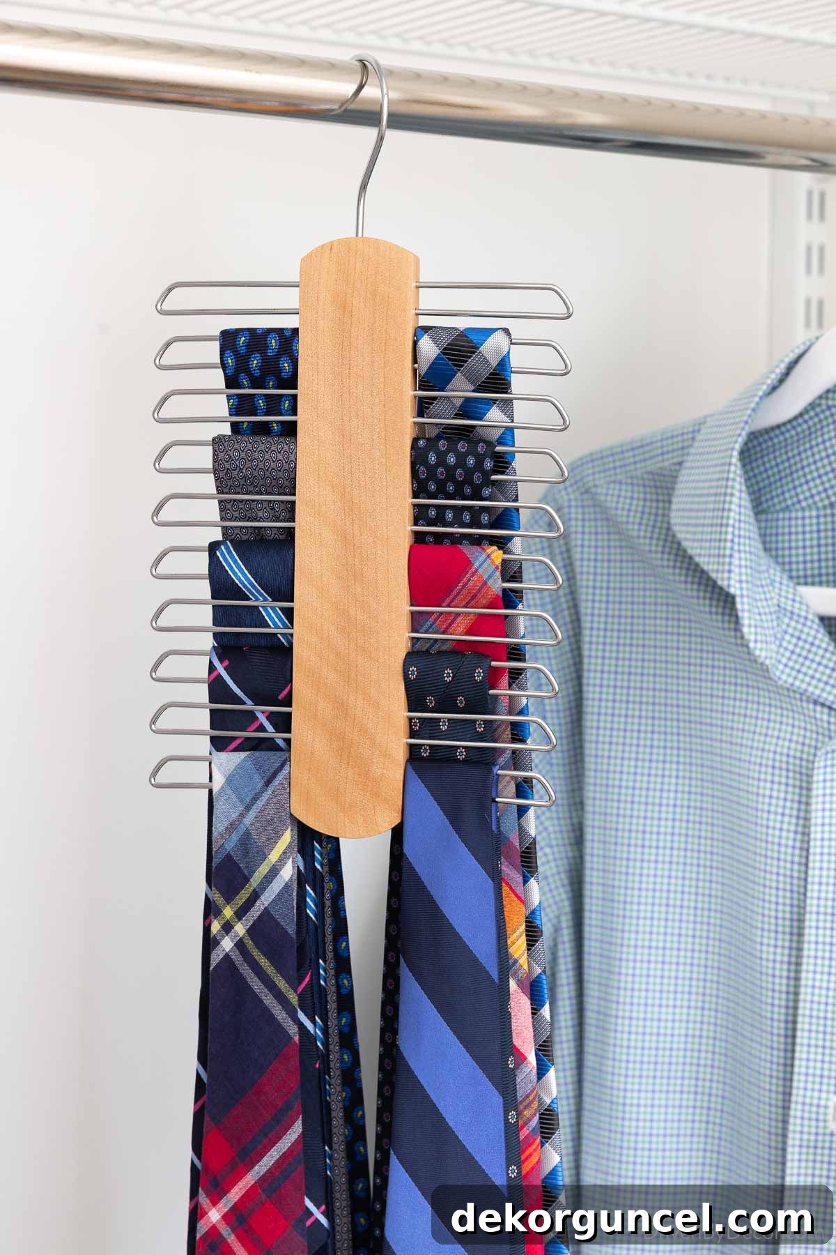 Hanging tie rack, an essential closet organization tool for neatly storing multiple ties