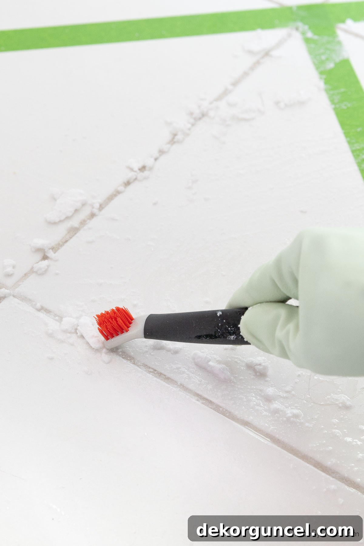 Scraping dried OxiClean paste off of grout