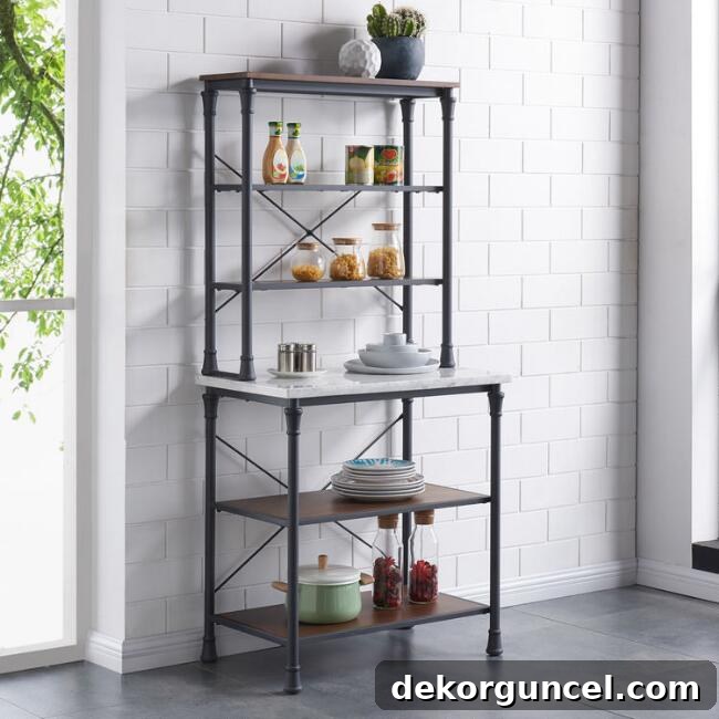 Elevate Your Home Decor with Stunning Baker's Racks 2 Gorgeous iron and marble baker's rack! The perfect addition to your kitchen or patio!