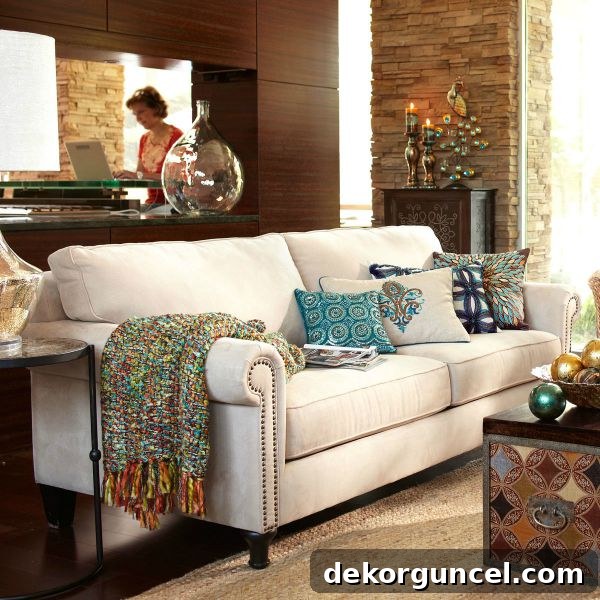 Pier 1 Imports Alton Sofa in Ecru, a versatile and comfortable seating option for a traditional living room