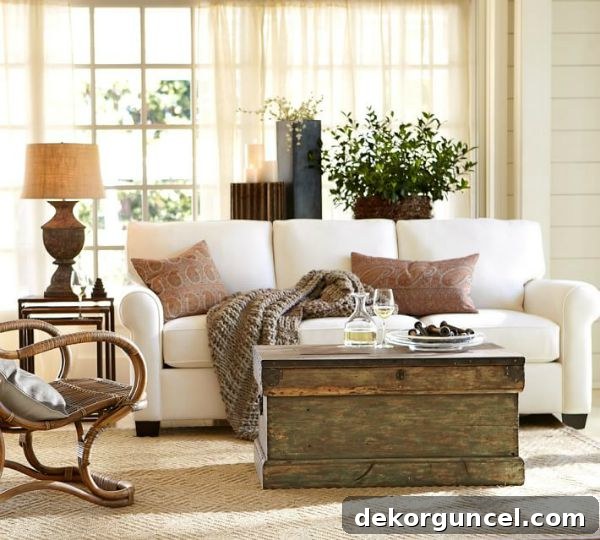 Pottery Barn's Buchanan Roll Arm Upholstered Sofa, showcasing classic design and enduring comfort for stylish homes