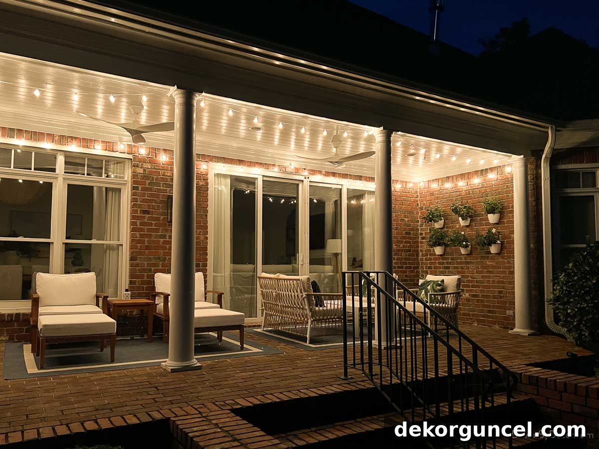 Effortless String Light Decor for Your Covered Patio 13 Covered patio string lights at night