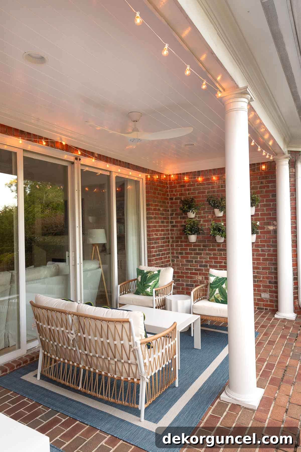Effortless String Light Decor for Your Covered Patio 7 String lights draped around covered patio