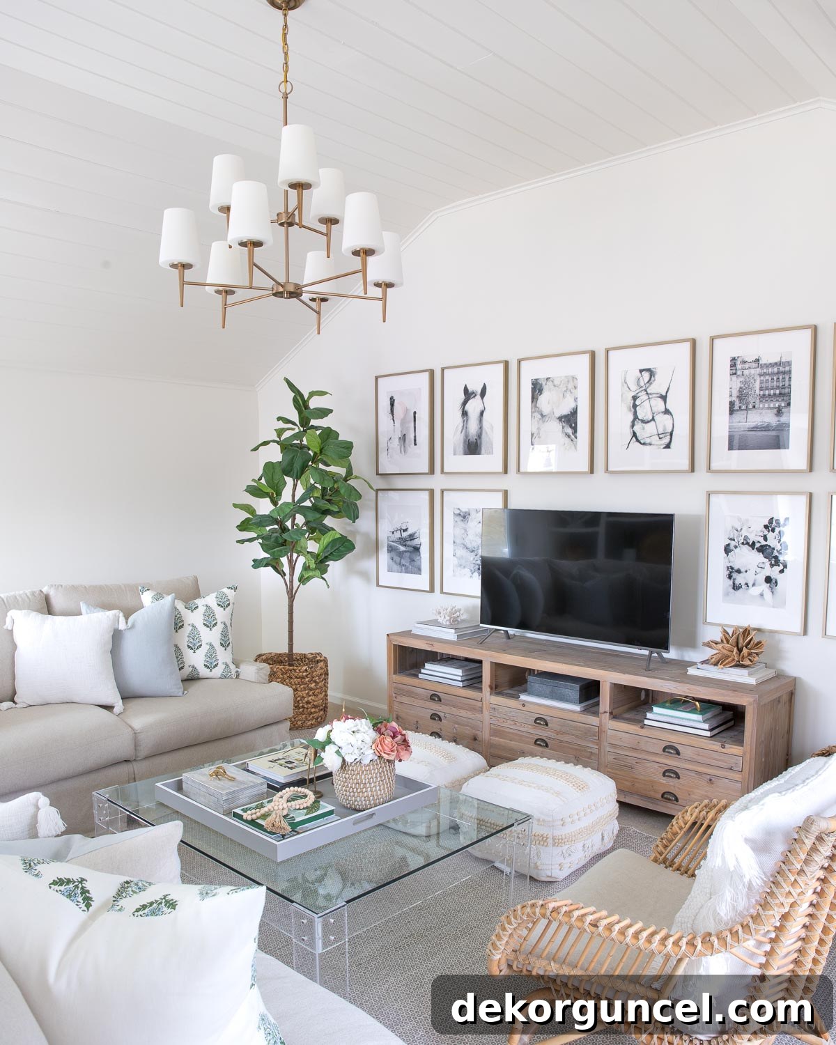 Our family room painted in Benjamin Moore Cloud White paint color