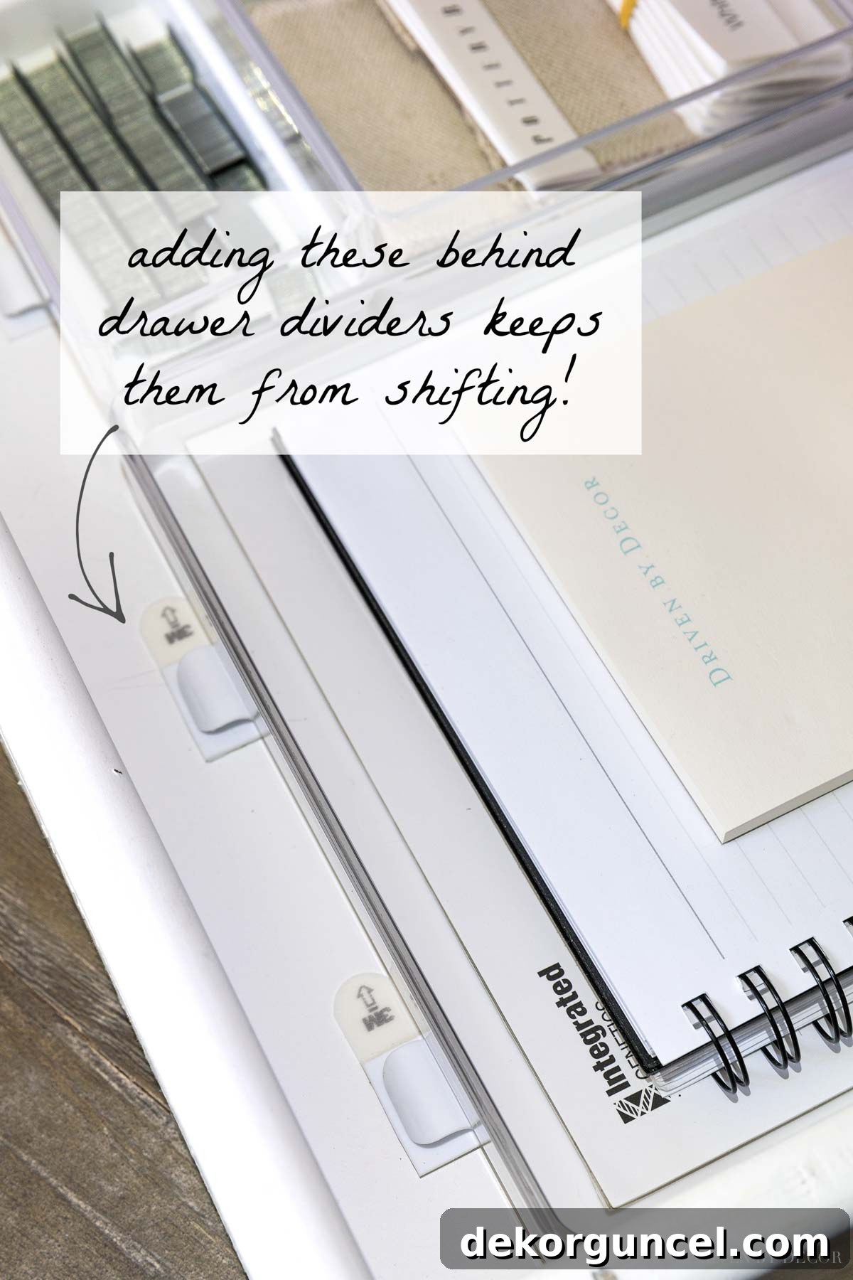 Smart tip: Using cord clips to prevent drawer dividers from shifting