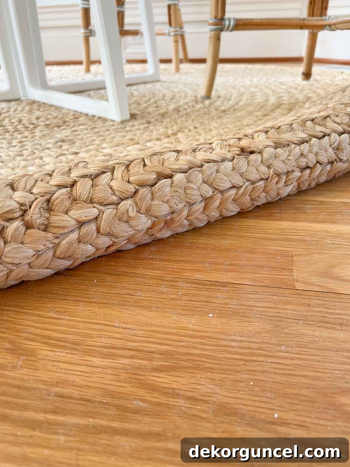 Debris shedding from a jute rug, highlighting the need for a protective rug pad underneath