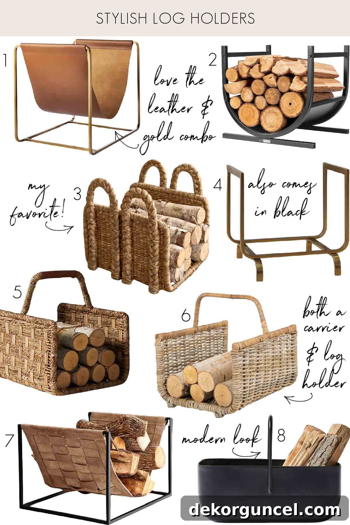 Transform Your Hearth: Essential Fireplace Decor 6 Eight stylish log holders