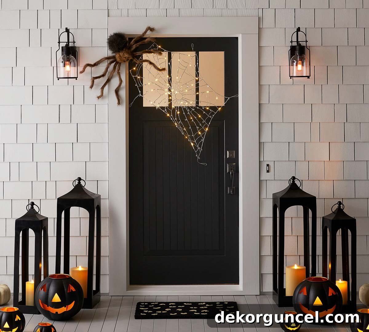Simple, Spooky, and Fun Halloween Porch Decor Ideas 11 Halloween spider web decoration