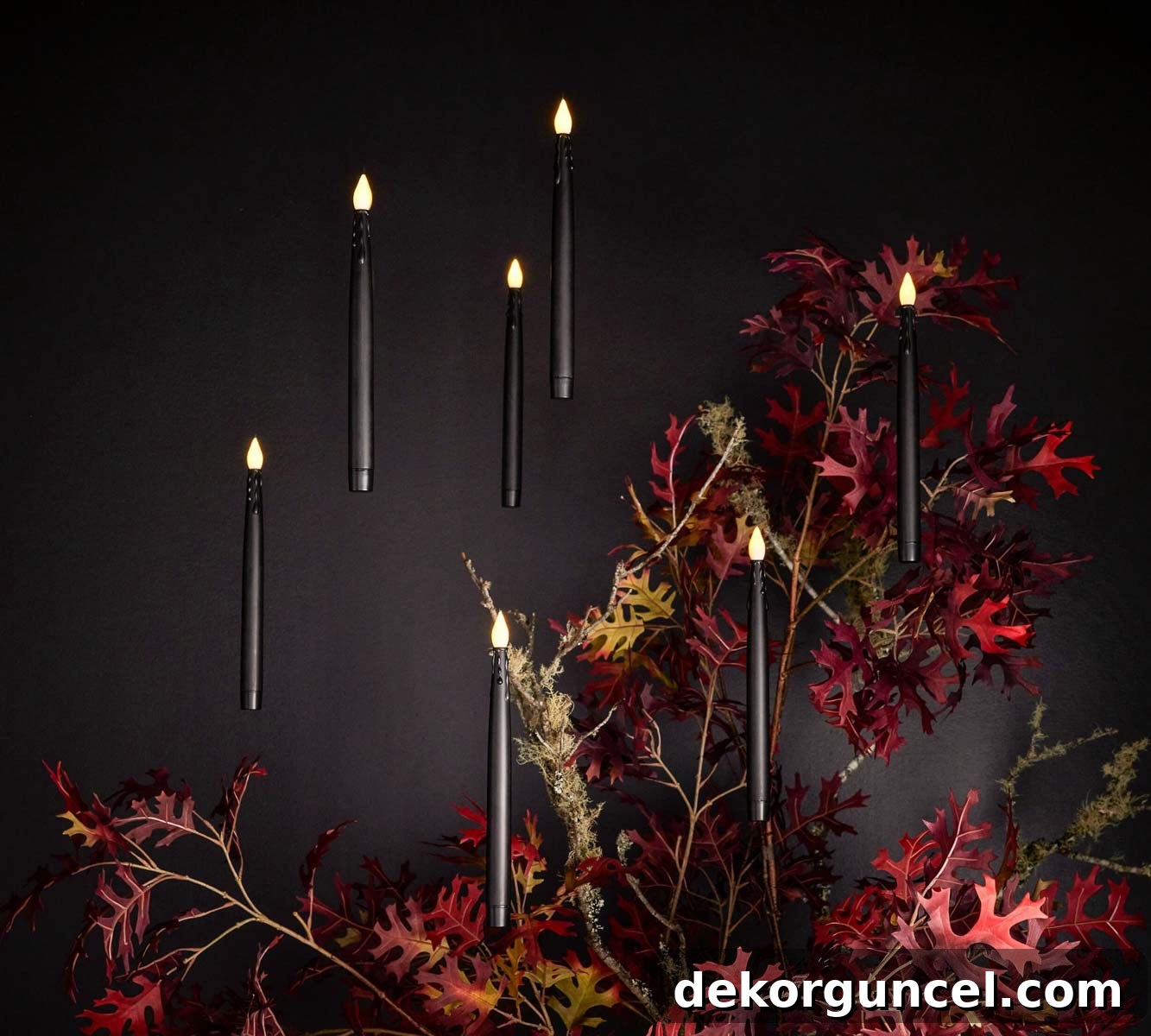Simple, Spooky, and Fun Halloween Porch Decor Ideas 6 Black floating candle string lights for Halloween