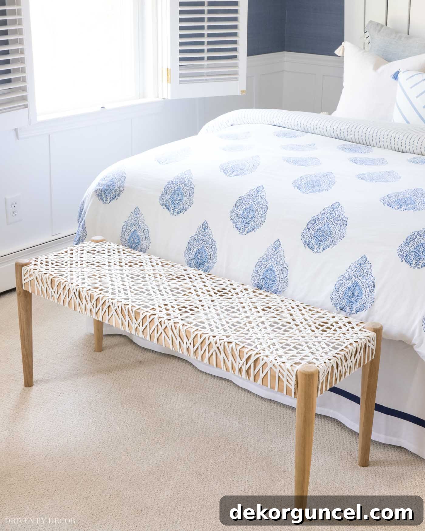 Elevate Your Home Style Top Wallpaper Bathroom Tips and 15 Way Day Essentials 21 Such a pretty bench that works great at the foot of a bed!