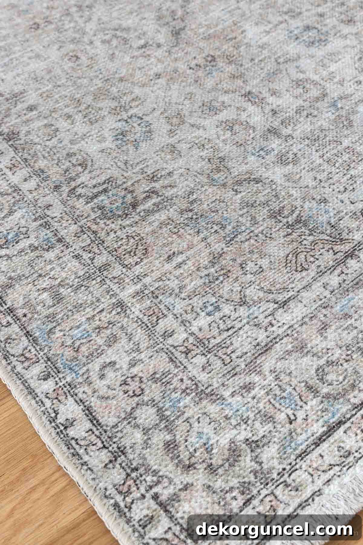 Machine washable, printed area rug in a traditional oriental style