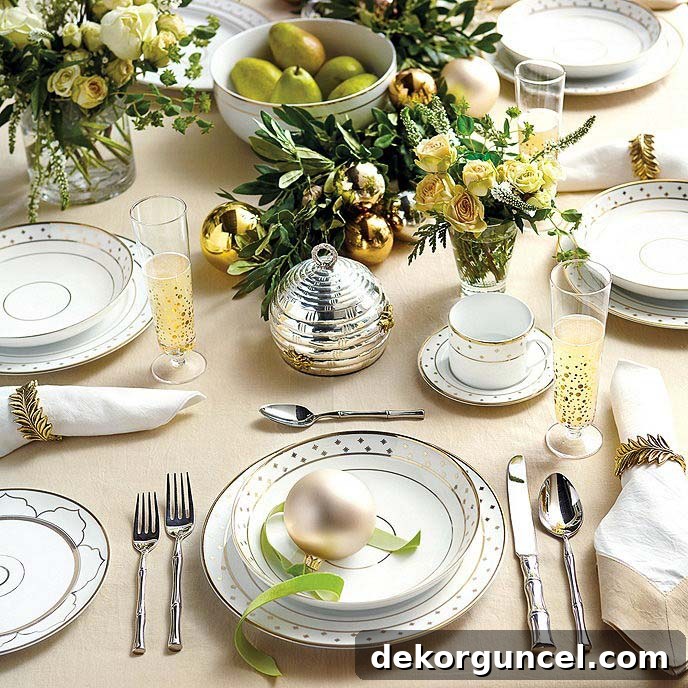 Ornament on plate as Christmas table decor