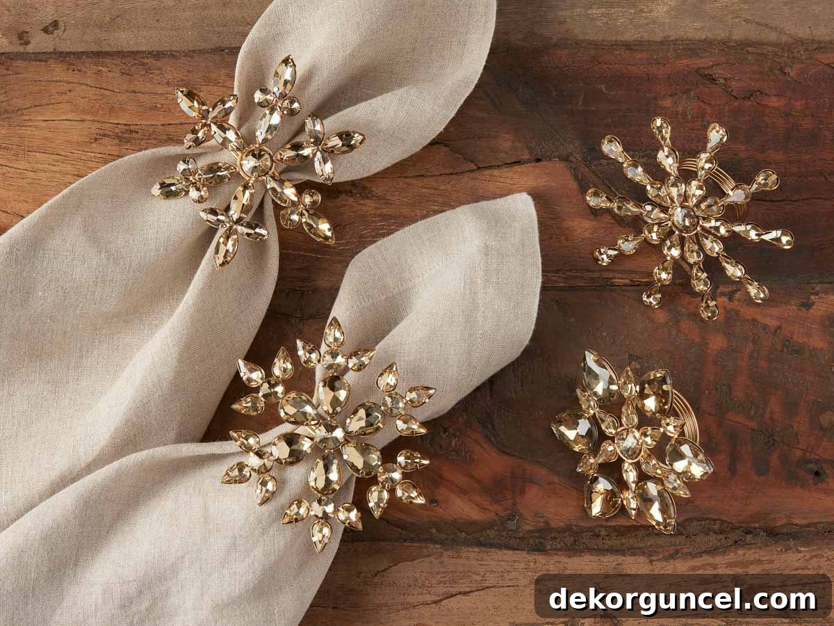 Sparkly gold snowflake napkin rings