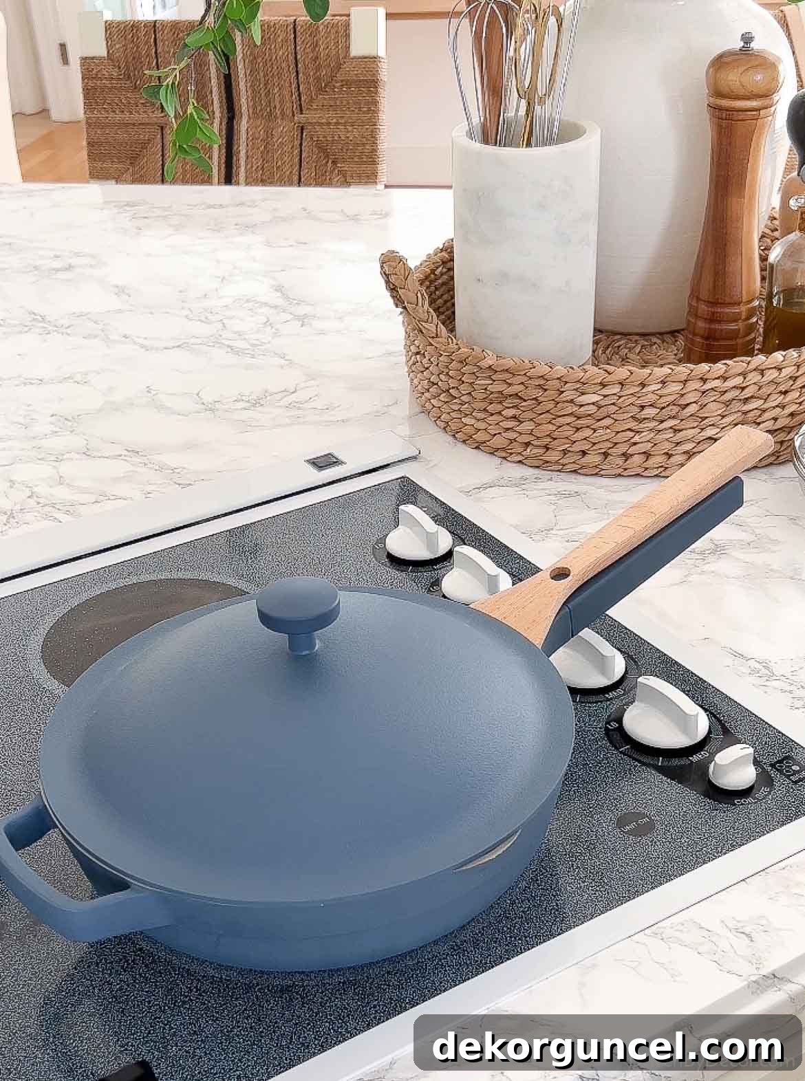 Induction Versus Gas Unlock Your Kitchens Potential 3 The versatile Always Pan in Blue Salt, ready for use on any cooktop, including modern induction surfaces.