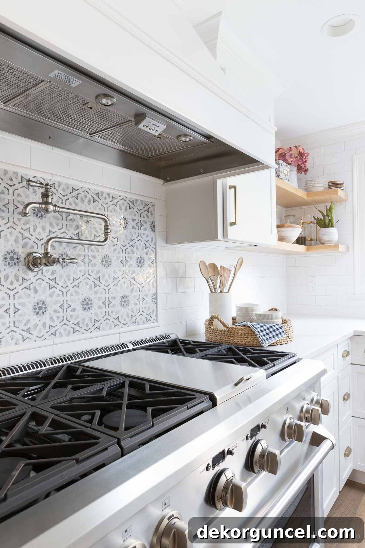 Induction Versus Gas Unlock Your Kitchens Potential 4 Close-up of gas range burners with grates and caps, highlighting the components that require cleaning.