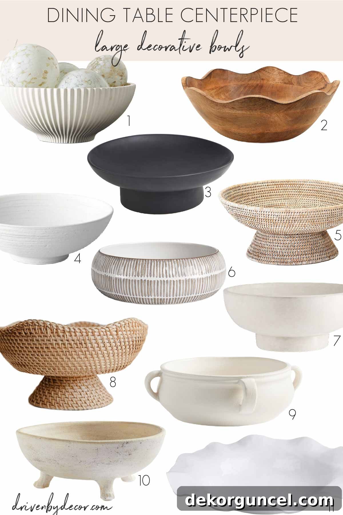 Everyday Dining Table Centerpiece Ideas 2 Decorative bowls to use as part of a dining table centerpiece