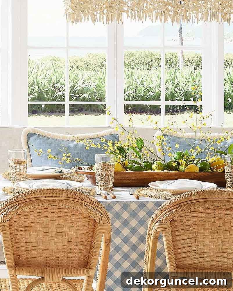 Everyday Dining Table Centerpiece Ideas 14 Elegant centerpiece with lemons, limes, and forsythia branches in a dough bowl