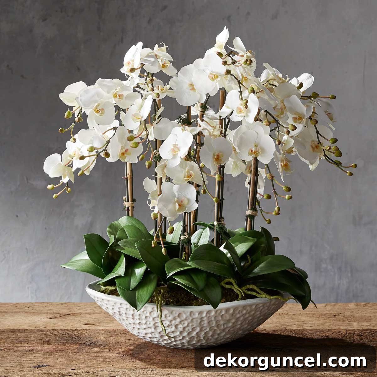 Everyday Dining Table Centerpiece Ideas 23 Exquisite faux orchids in a large decorative bowl, a statement centerpiece