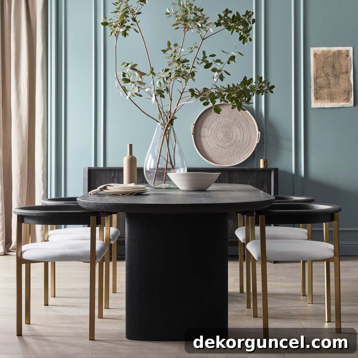 Everyday Dining Table Centerpiece Ideas 24 Dramatic dining table centerpiece with large greenery branches in a vase