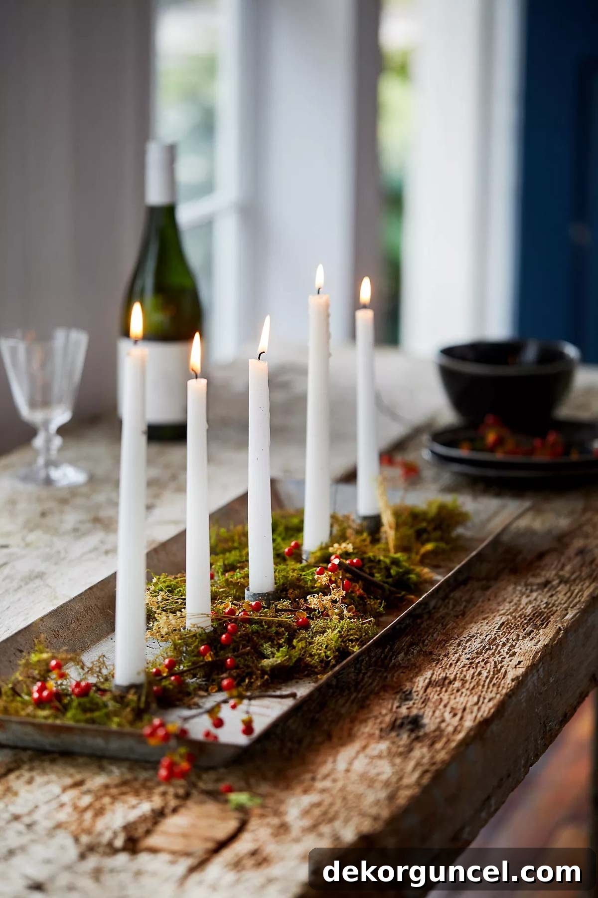 Everyday Dining Table Centerpiece Ideas 28 Decorative candlestick trough, perfect for a dynamic centerpiece