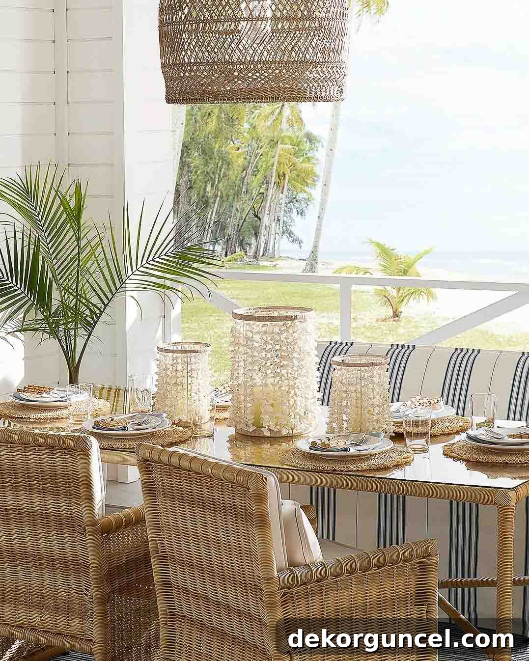 Everyday Dining Table Centerpiece Ideas 33 Elegant shell hurricane lanterns as a captivating dining table centerpiece