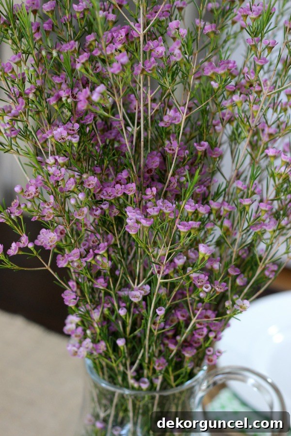 Flowers in a pitcher for simple centerpiece