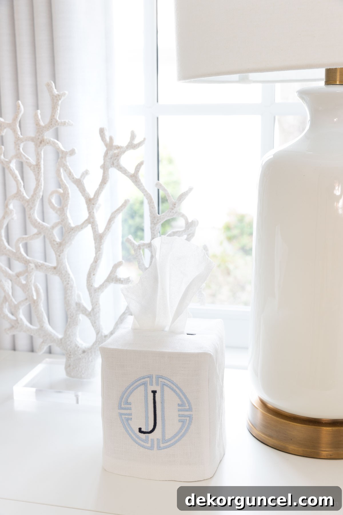 Elevate Your Bedside Style 14 Monogrammed linen tissue box cover