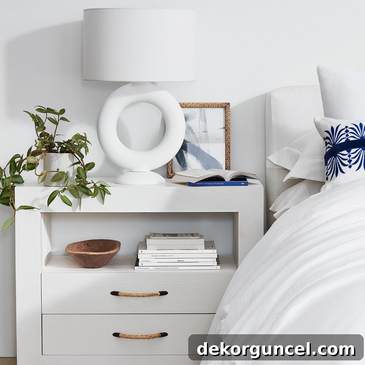 Elevate Your Bedside Style 16 Potted plant as part of nightstand decor
