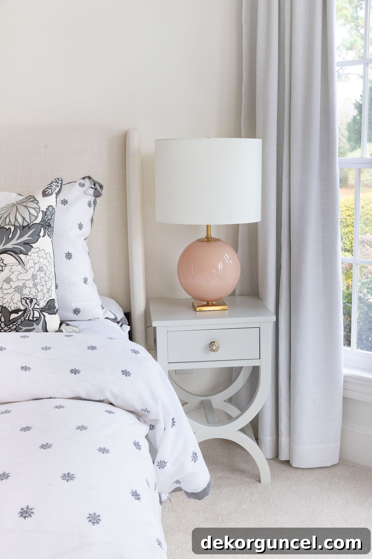 Elevate Your Bedside Style 24 Blush bedroom lamp on nightstand next to bed