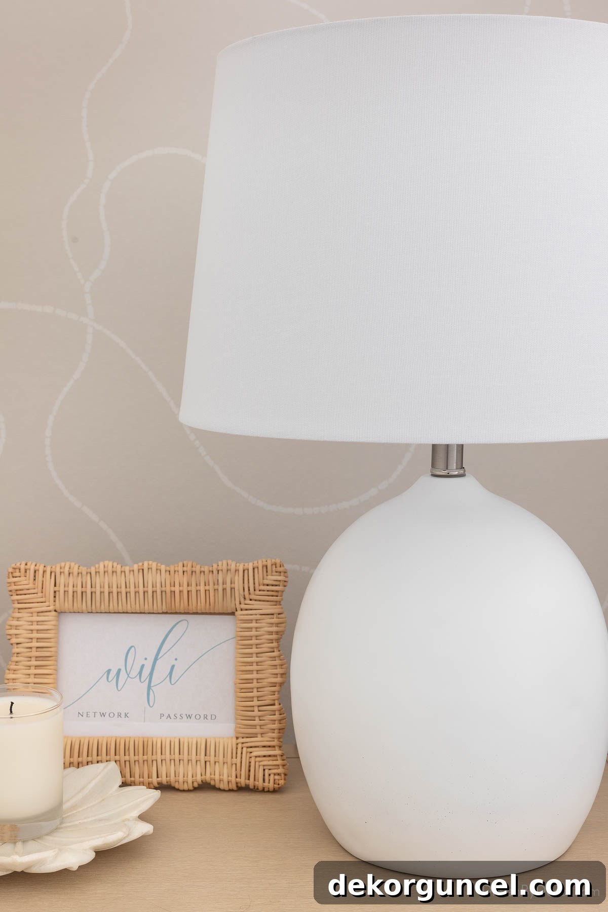 White concrete nightstand lamp