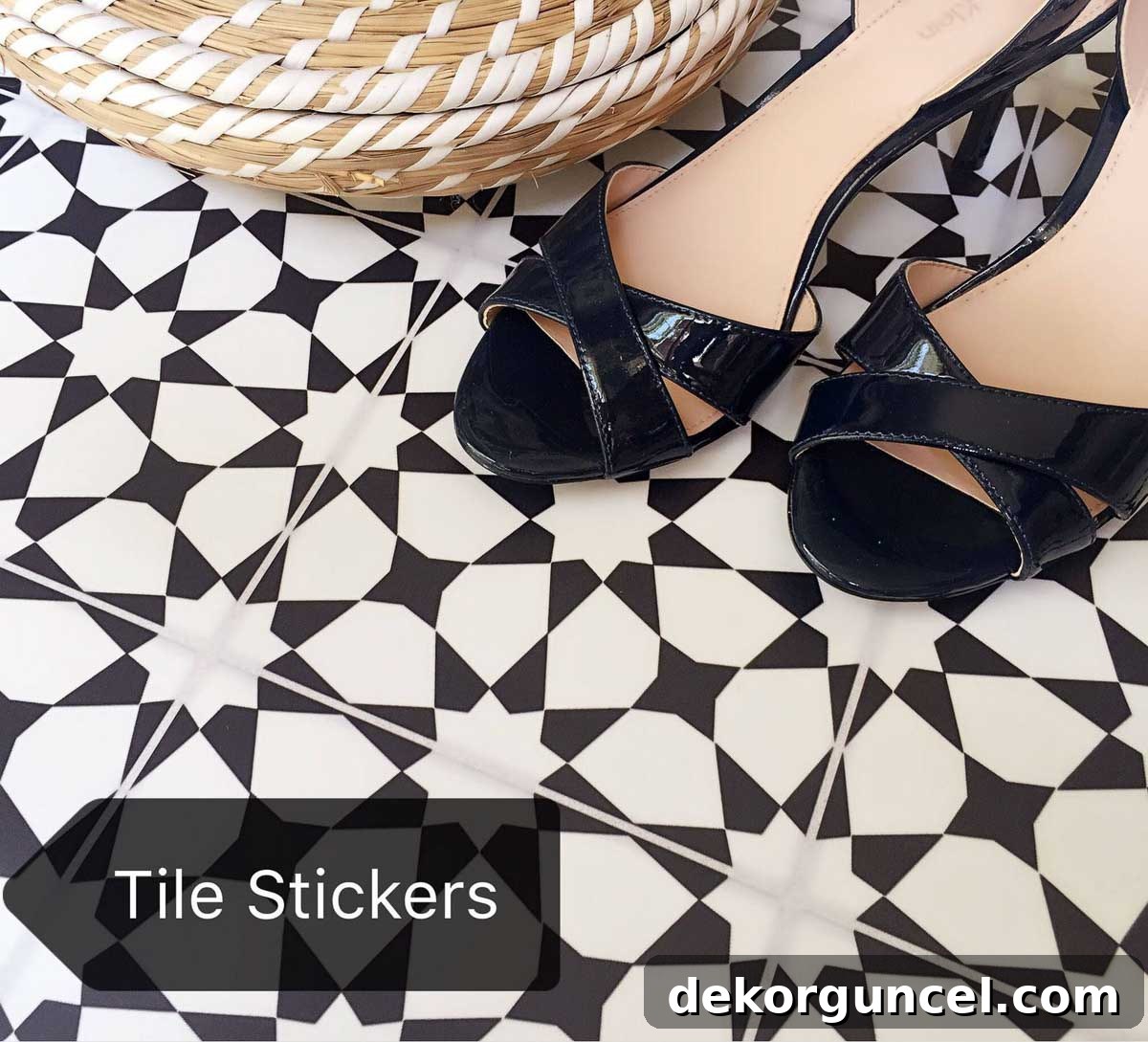 15 Budget-Friendly Bathroom Remodel Ideas 14 Black and white patterned vinyl decals