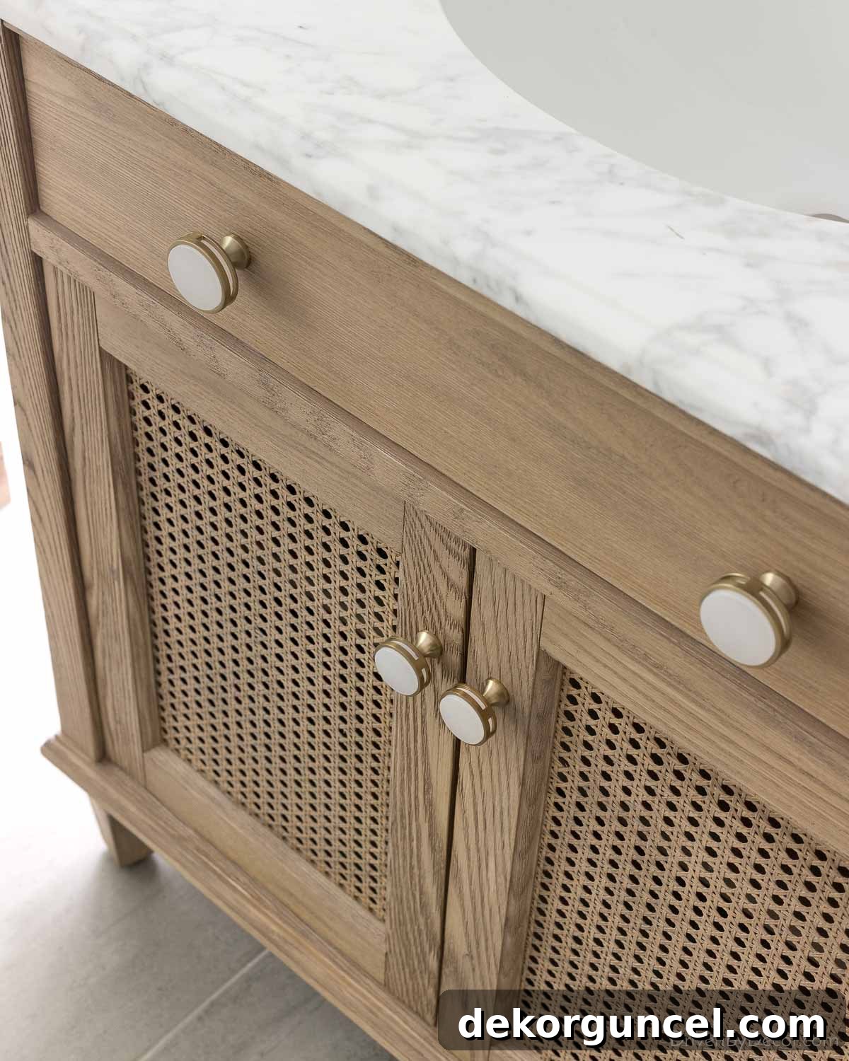15 Budget-Friendly Bathroom Remodel Ideas 18 Love these acrylic and gold knobs for bathroom cabinets!