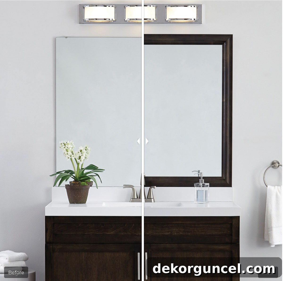 15 Budget-Friendly Bathroom Remodel Ideas 22 Adding a frame to a plain bathroom mirror