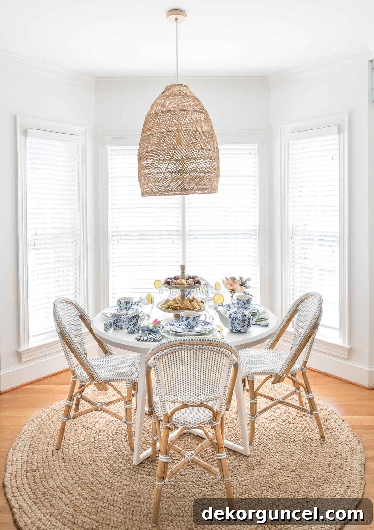 Kitchen Remodel Ideas and Products 12 Serena & Lily Headlands bell pendant gracefully hanging over a kitchen table in a breakfast nook