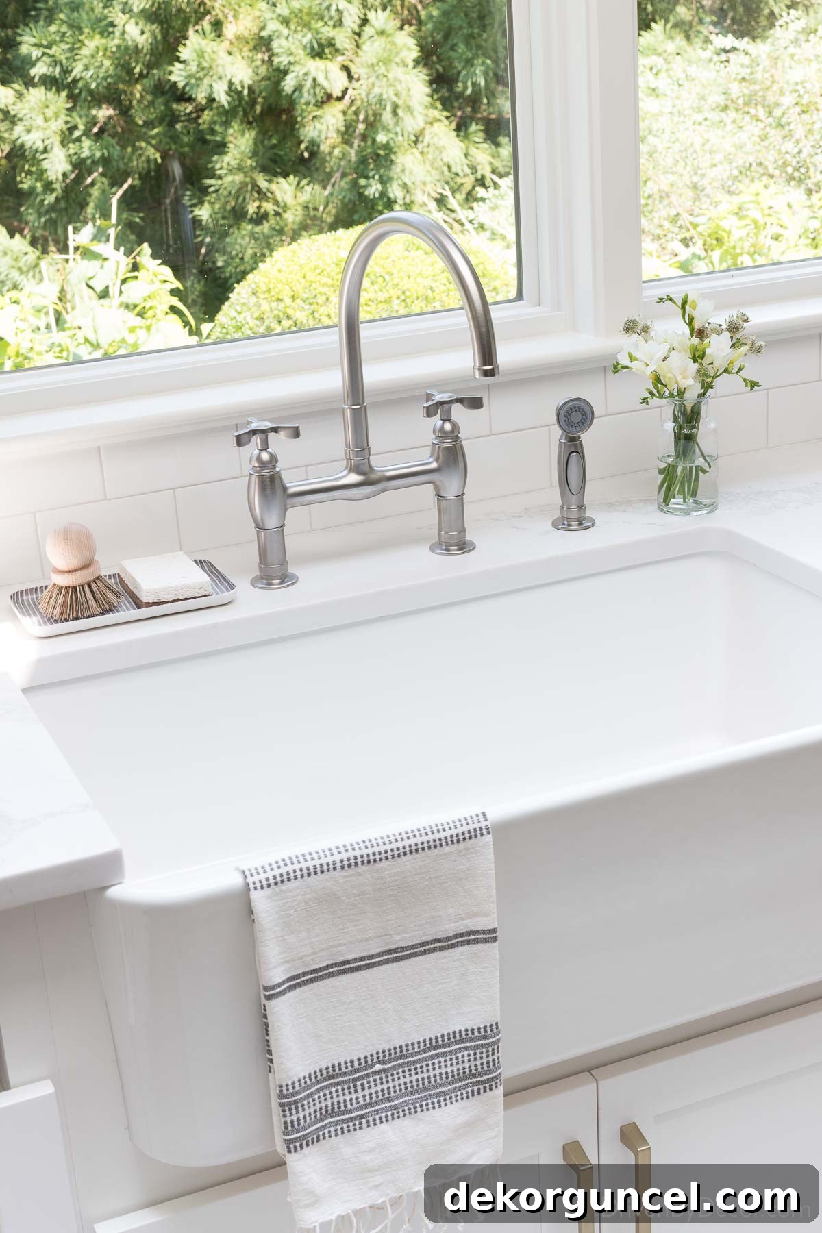 Kitchen Remodel Ideas and Products 14 Classic white fireclay farmhouse sink in a previous kitchen, highlighting its enduring appeal