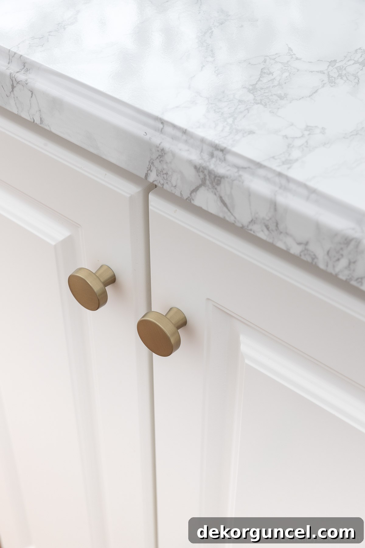 Kitchen Remodel Ideas and Products 21 New golden champagne cabinet knobs, illustrating an instant and budget-friendly kitchen update