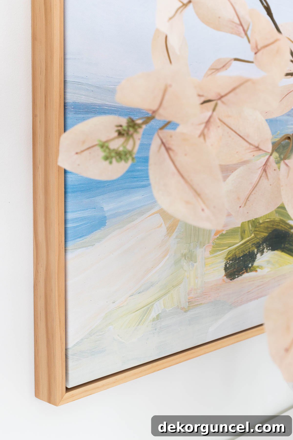 Canvas art print with elegant floating wood frame