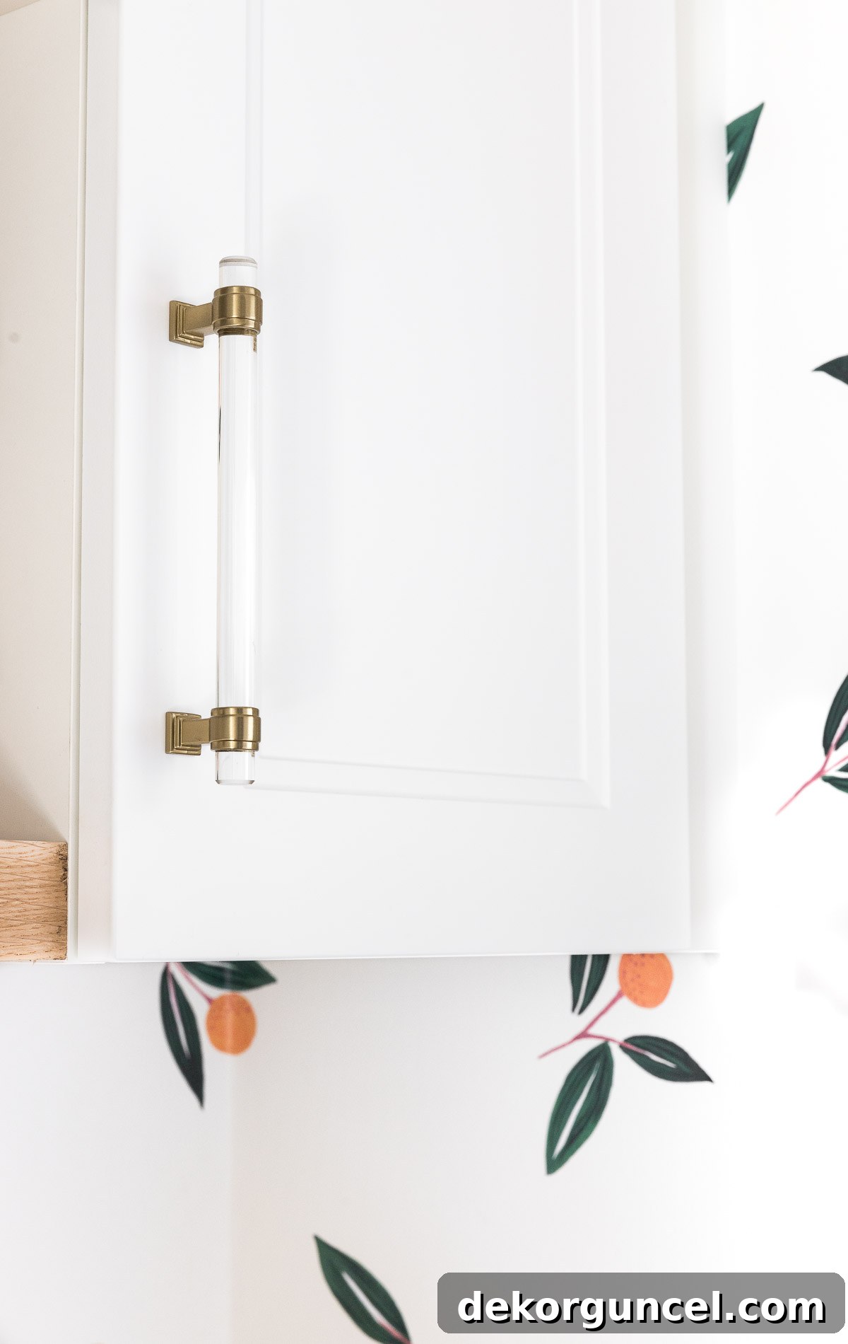 Acrylic Pulls Elevating Inexpensive Laundry Room Cabinets