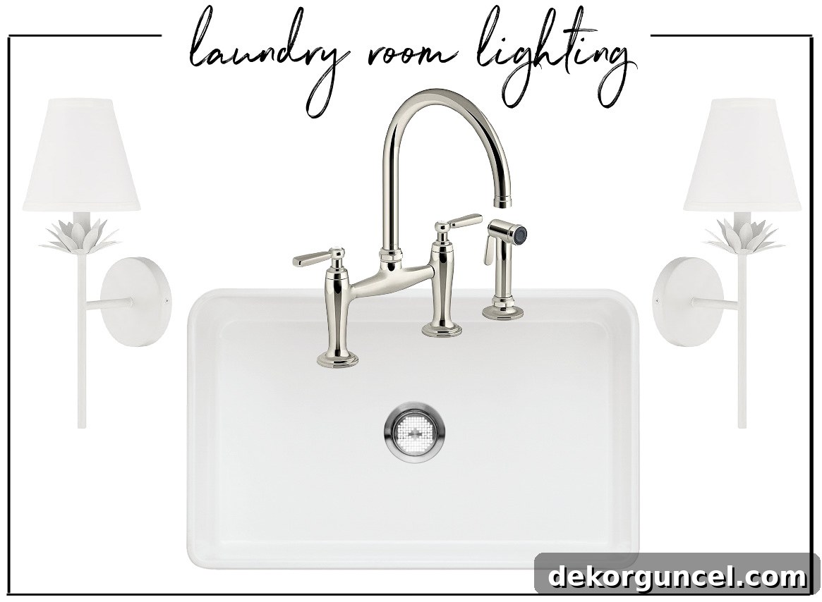Elegant Sconce Lighting Enhancing a Laundry Room Window