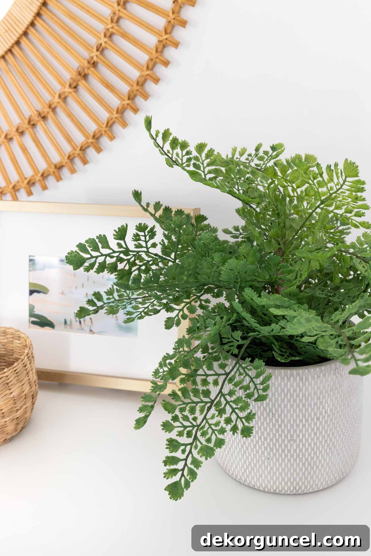 Easy Dresser Styling Ideas 12 Faux fern as dresser decor