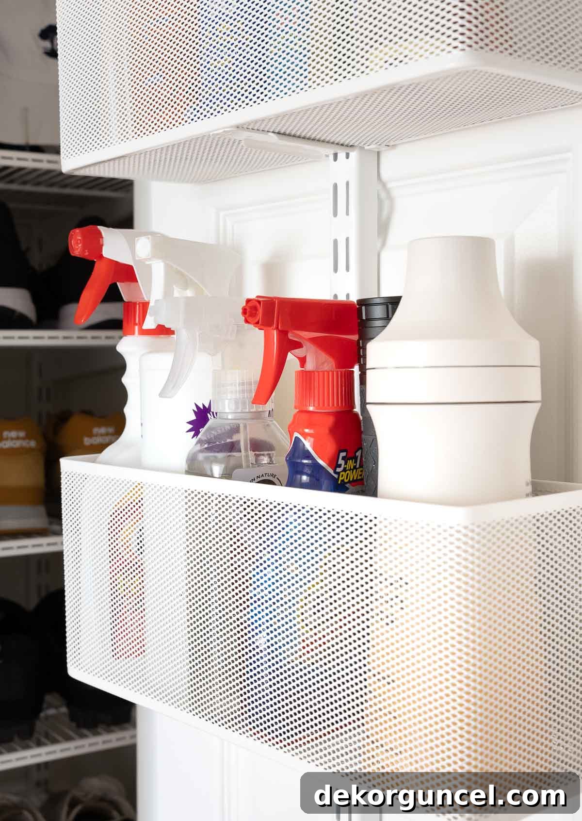 Declutter Your Home From Laundry Room Closet to Versatile Door Storage 16 Mesh basket on back of door organizer