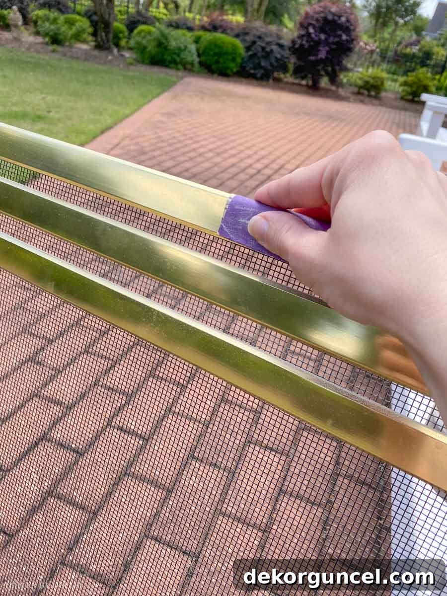 Spray Paint Your Brass Fireplace for an Instant Update 7 Lightly sand the brass pieces to scuff them up before spray painting for better paint adhesion.