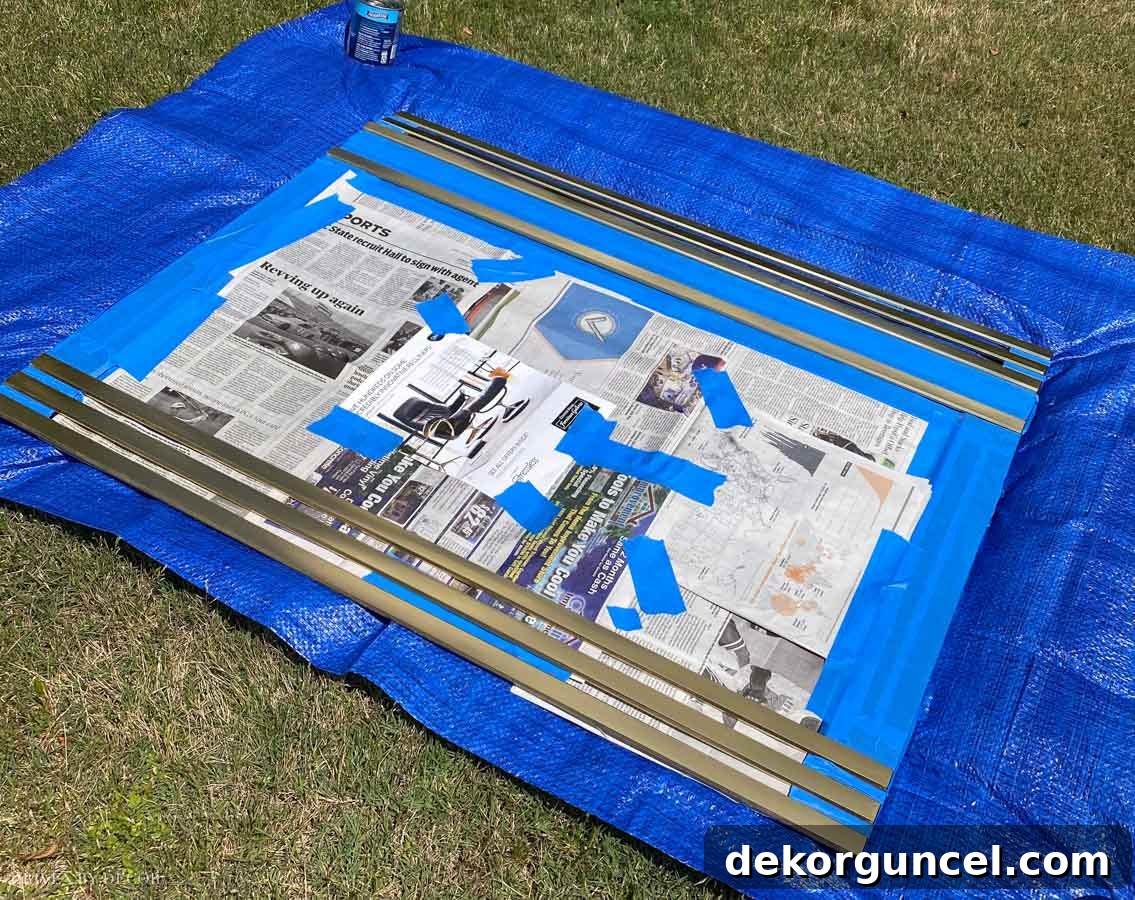 Spray Paint Your Brass Fireplace for an Instant Update 8 Detailed instructions on how to properly tape and mask the brass on your fireplace before painting.