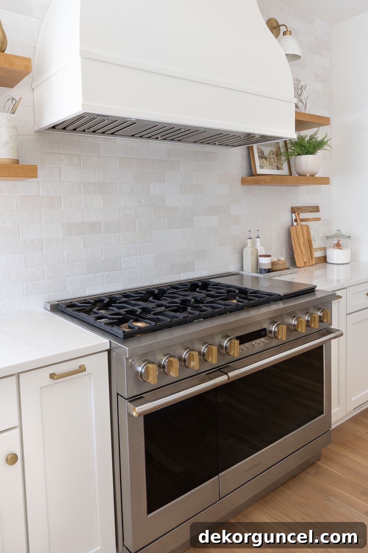 The magnificent 48" dual fuel Monogram range, a powerful and stylish centerpiece in our remodeled kitchen