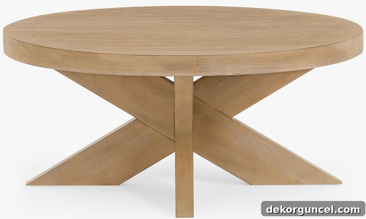 Round modern farmhouse coffee table