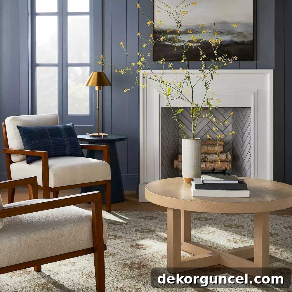 Round coffee table decorated with minimalistic decor